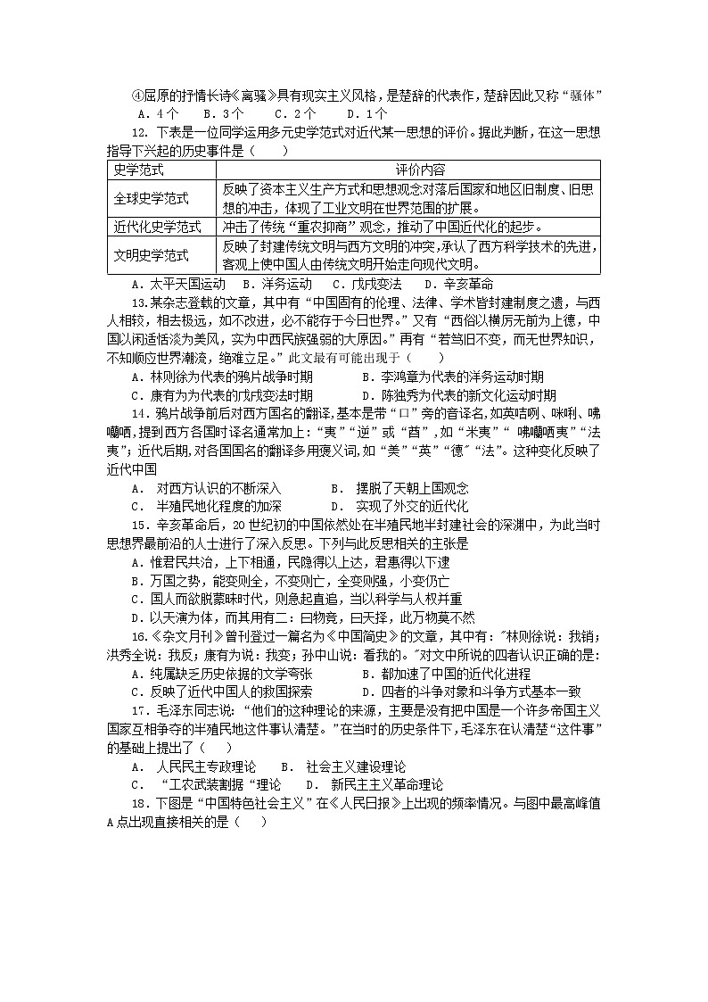 2018-2019学年湖北省浠水县实验高级中学高二上学期期中考试历史试题 Word版03