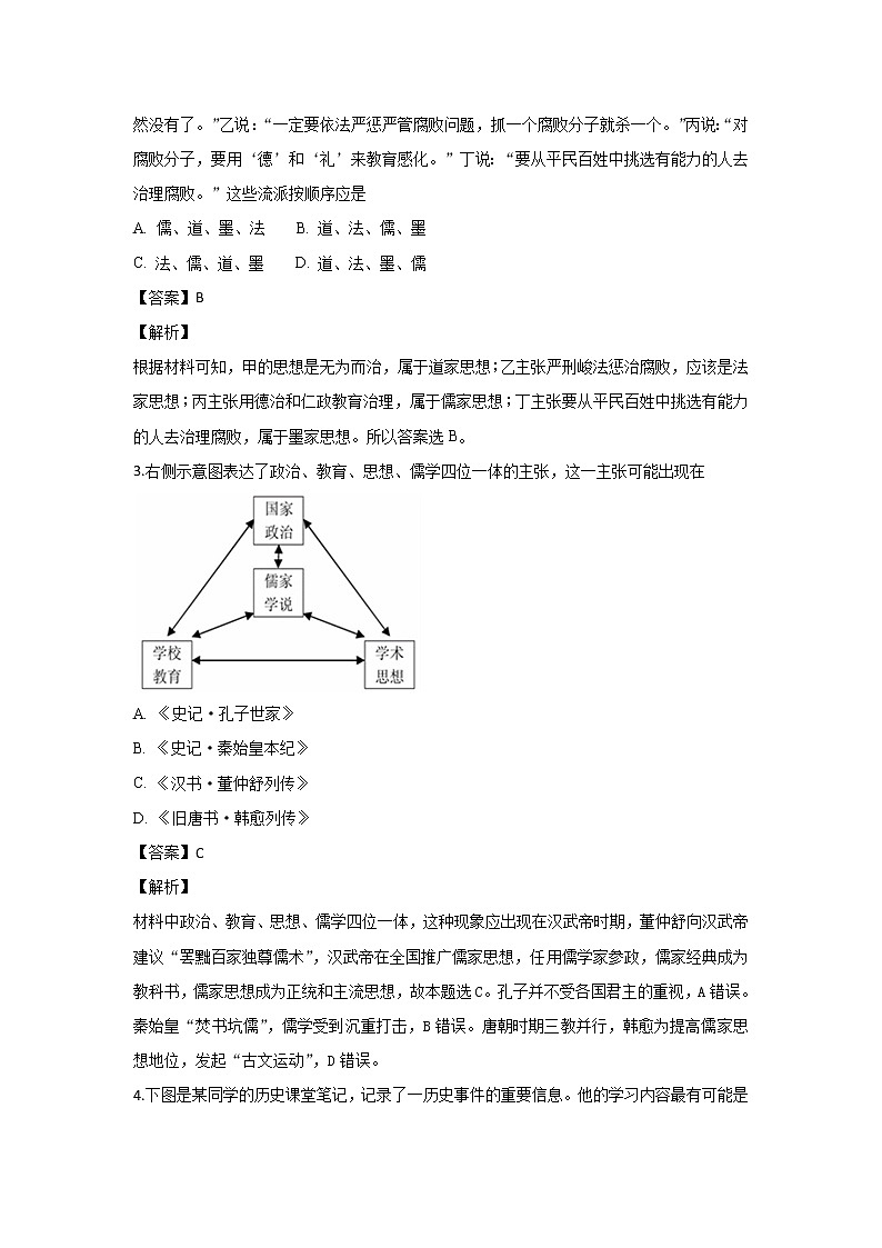2018-2019学年甘肃省会宁县第一中学高二上学期期中考试历史(文)试题 解析版02