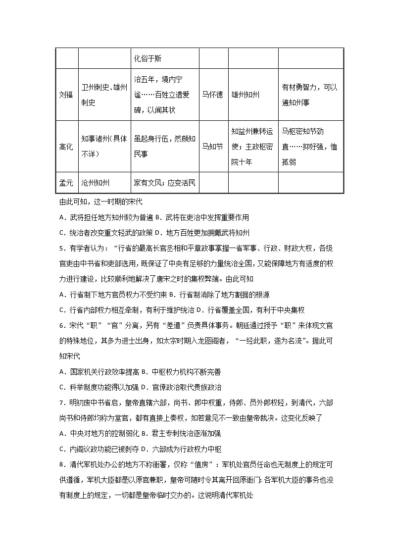 2018-2019学年福建省长乐高级中学高二下学期期末考试历史试题 Word版02