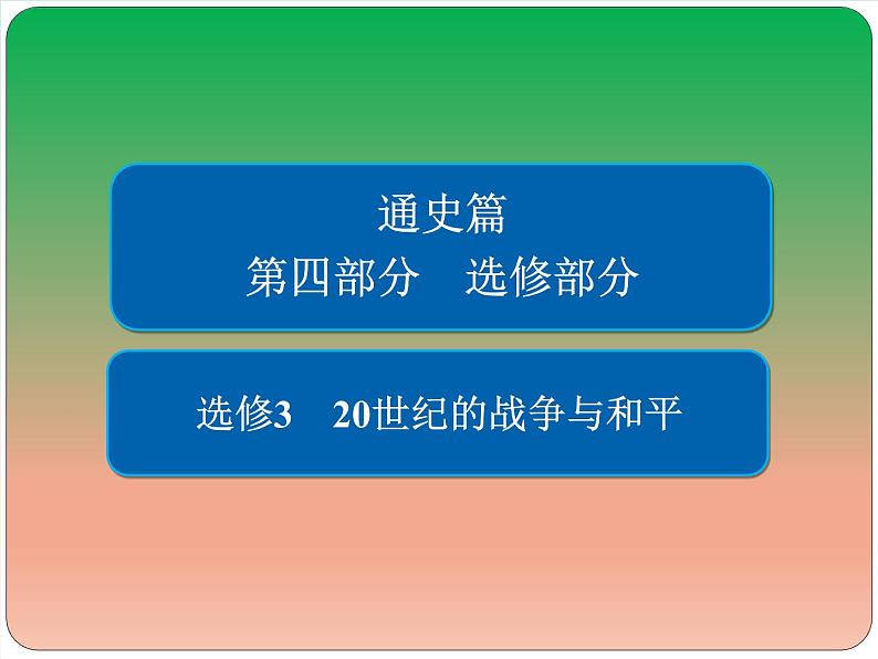 2019届二轮复习:选修3 20世纪的战争与和平【课件】(25张)01