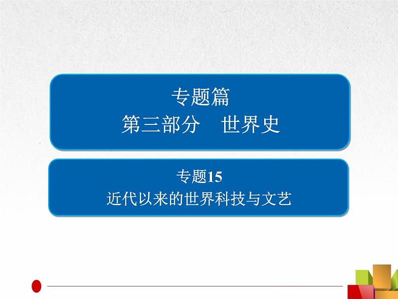 2019届二轮复习:专题15 近代以来的世界科技与文艺【课件】(52张)01