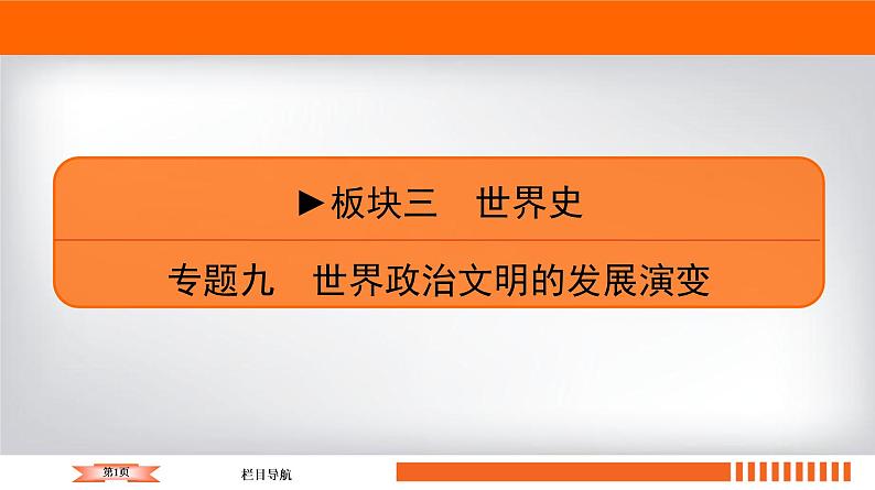 2020届二轮复习 板块3 专题9 世界政治文明的发展演变 课件(张)第1页