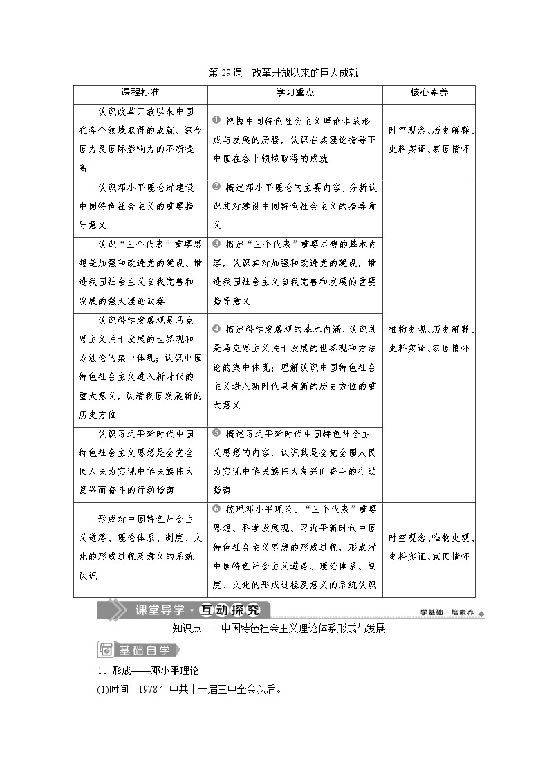 （新）统编版历史必修上册教学讲义：第29课　改革开放以来的巨大成就01