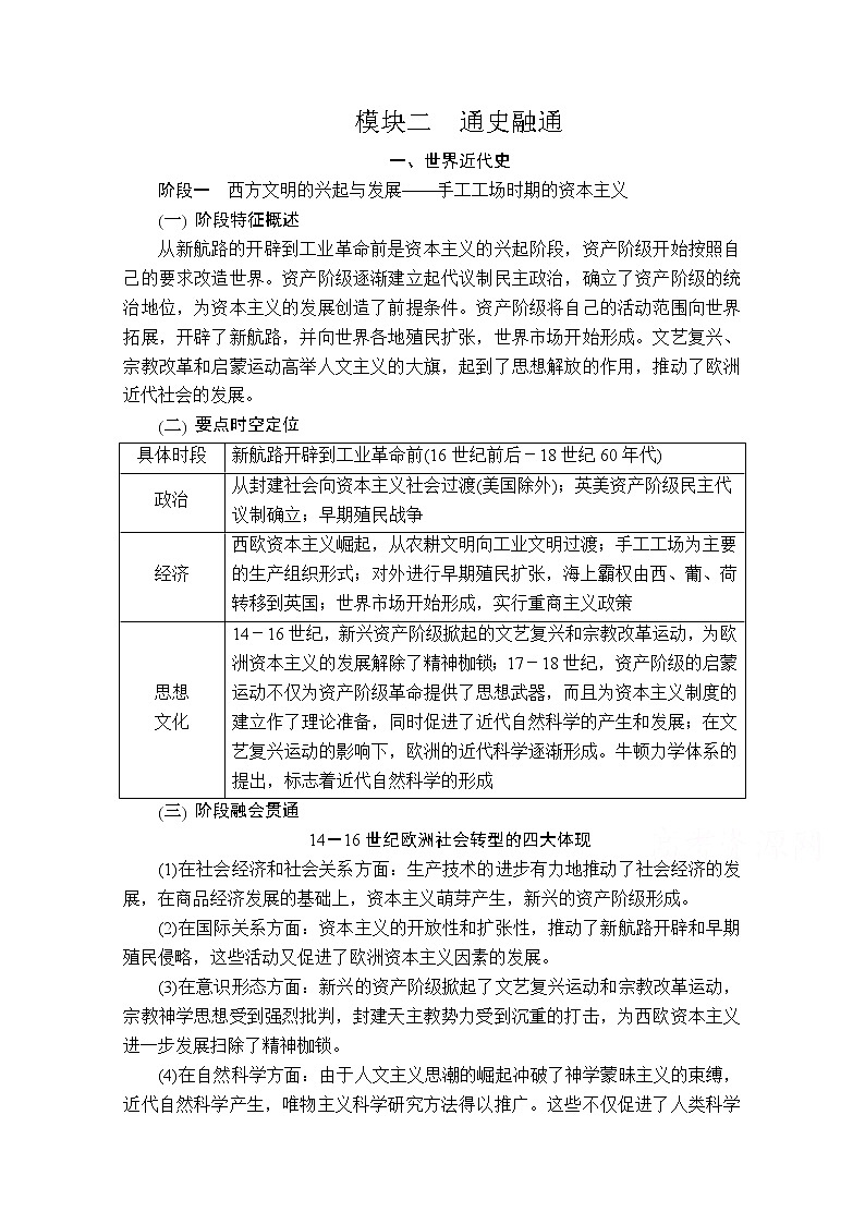 2020歷史專題版大二輪專題復(fù)習(xí)沖刺教師用書習(xí)題檢測(cè)：模塊二通史融通第1頁(yè)