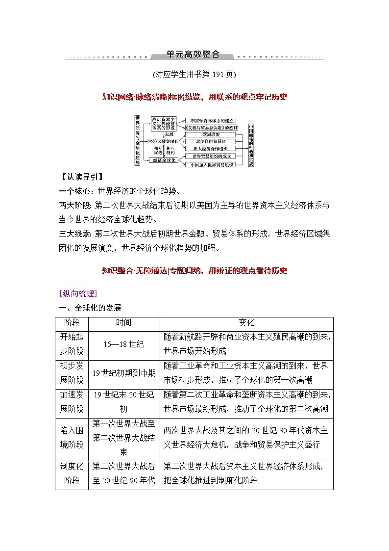 海南2019届高考历史一轮总复习教师用书:模块二第10单元单元高考整合第1页