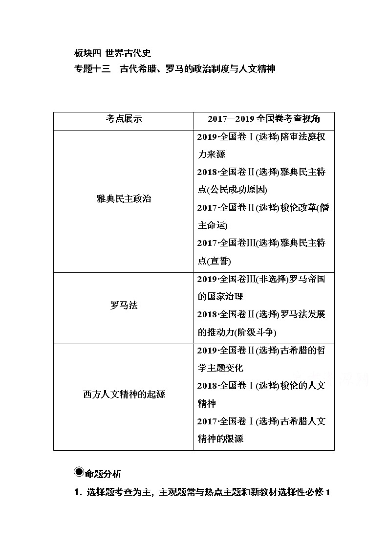 2021高考历史一轮复习教师用书:专题十三第31讲 雅典民主政治第1页