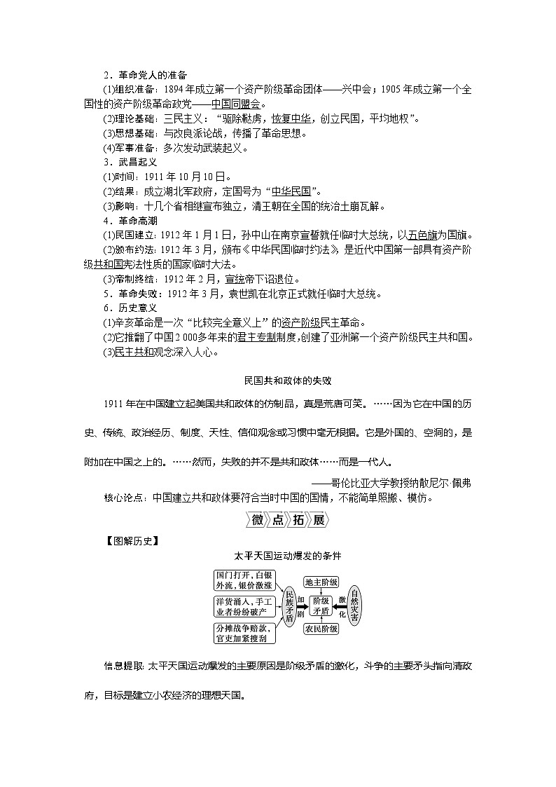 2021版新高考地区选考历史(岳麓版专题史)一轮复习讲义:第10讲 太平天国运动、辛亥革命02
