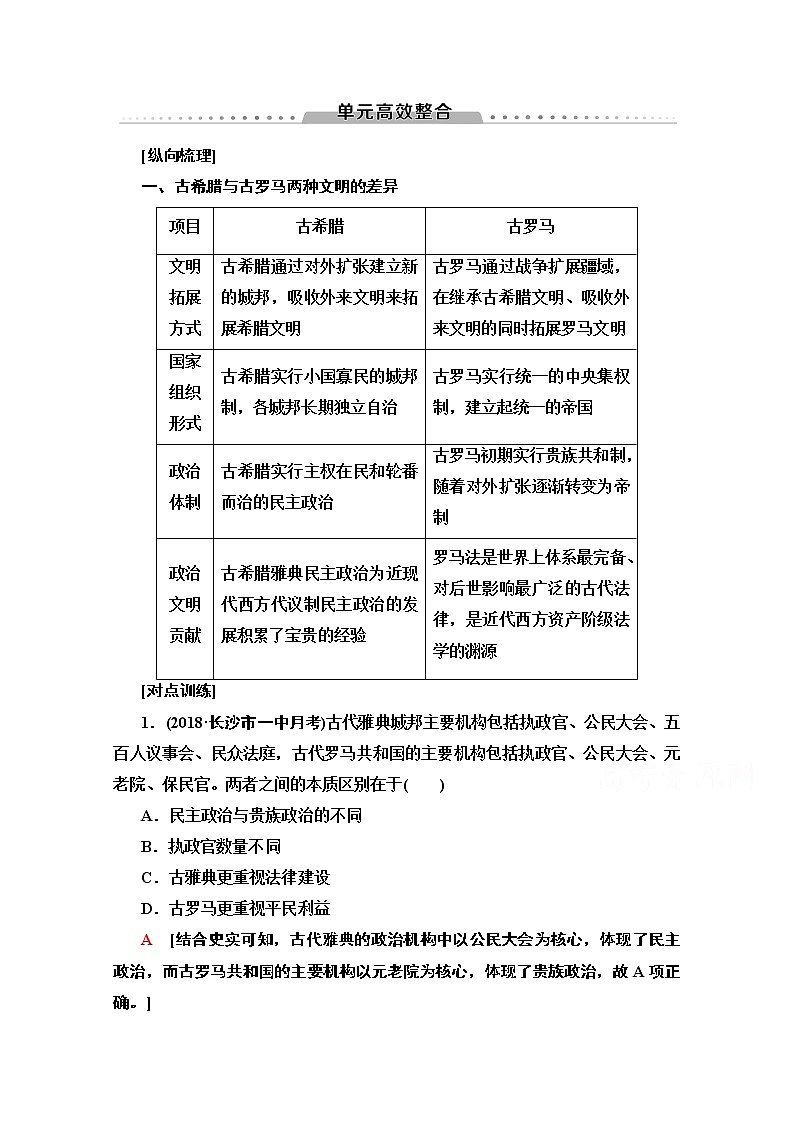 2020版新一线高考历史(新课标)一轮复习教学案:模块1第2单元单元高效整合01
