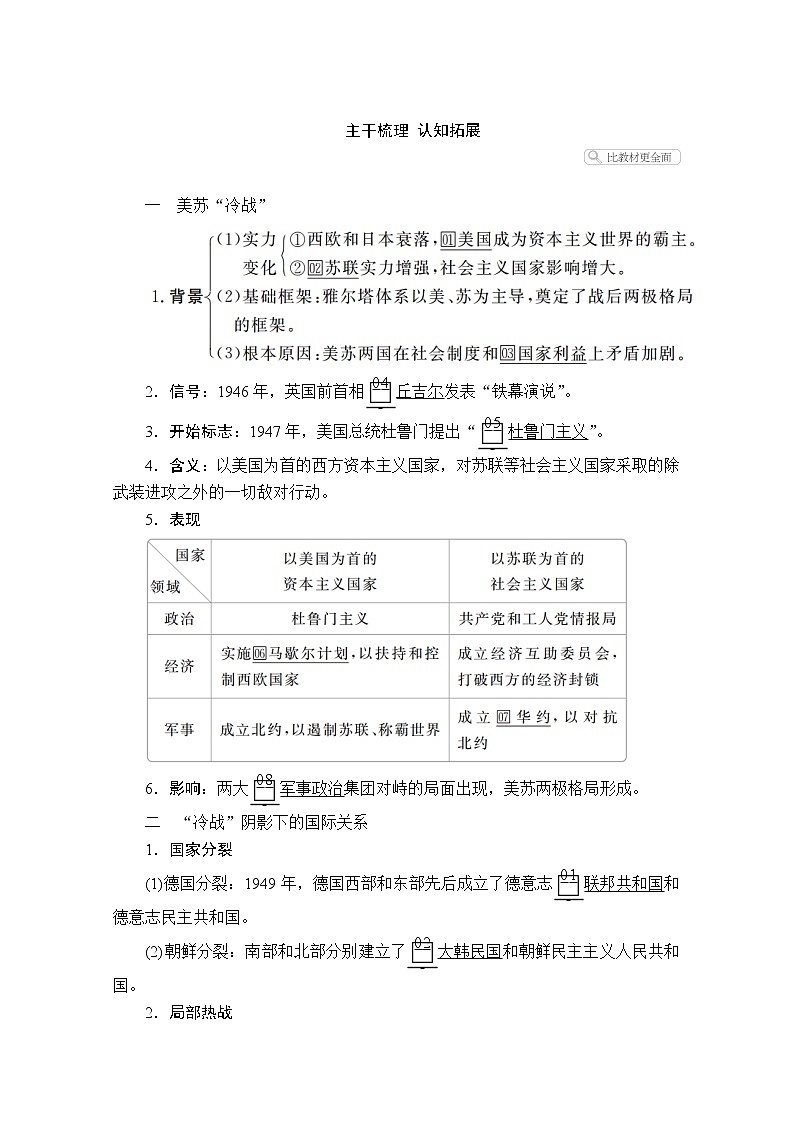 2021届高考历史人教版一轮创新学案与作业:第五单元第18讲两极格局的形成02