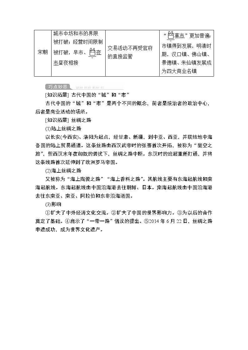 2021届高考历史人教版一轮创新学案与作业:第六单元第23讲古代商业的发展02
