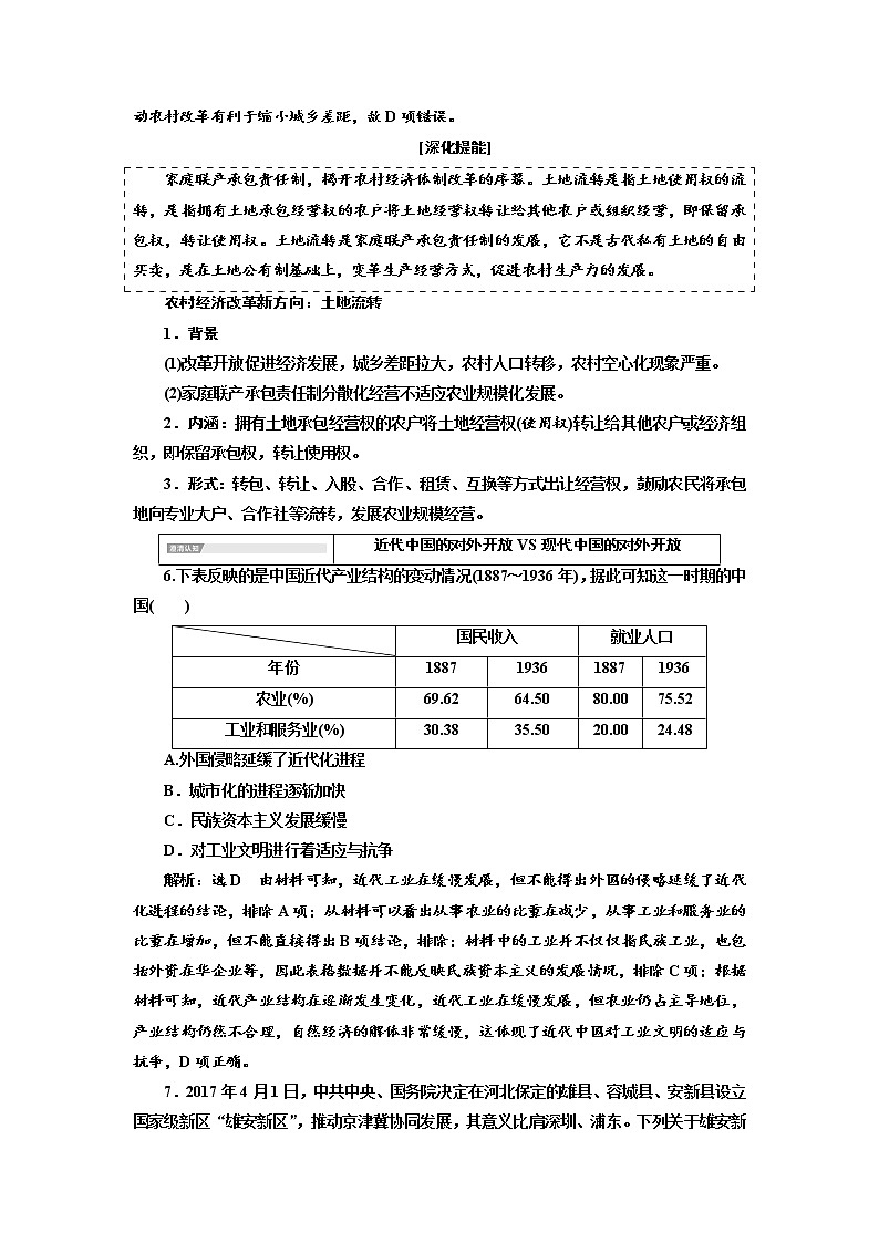 2020高考历史新一线大一轮专题复习模式人民版讲义:专题八专题末—查漏补缺提能增分03