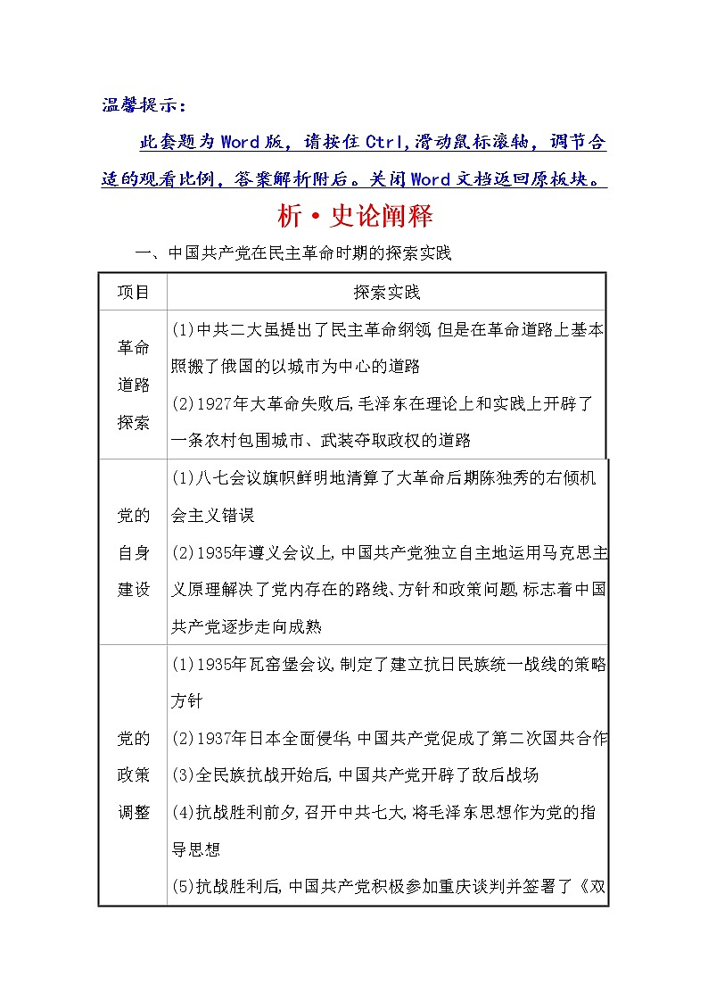 2021版高考历史核心讲练大一轮复习人民版通用史论阐释:专题四知识点二4.13新民主主义革命(下)(1937—1949)01