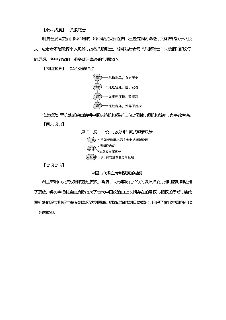 2021版新高考选考历史(人教版专题史)一轮复习学案:第4讲 明清君主专制的加强03