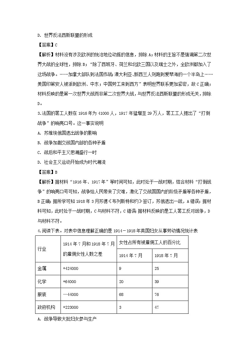 【历史】山东省临沂市兰山区2018-2019学年高二下学期期中素养水平监测考试试卷(解析版)02