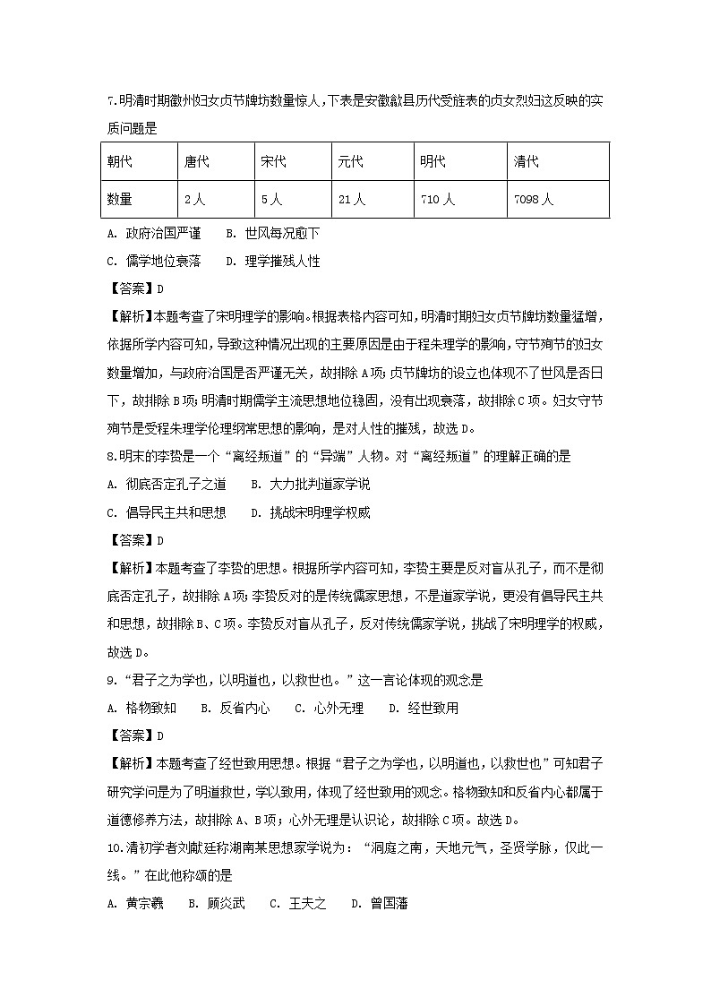 【历史】湖南省湖南师范大学附属中学2018-2019学年高二上学期期中考试试题 (解析版)03