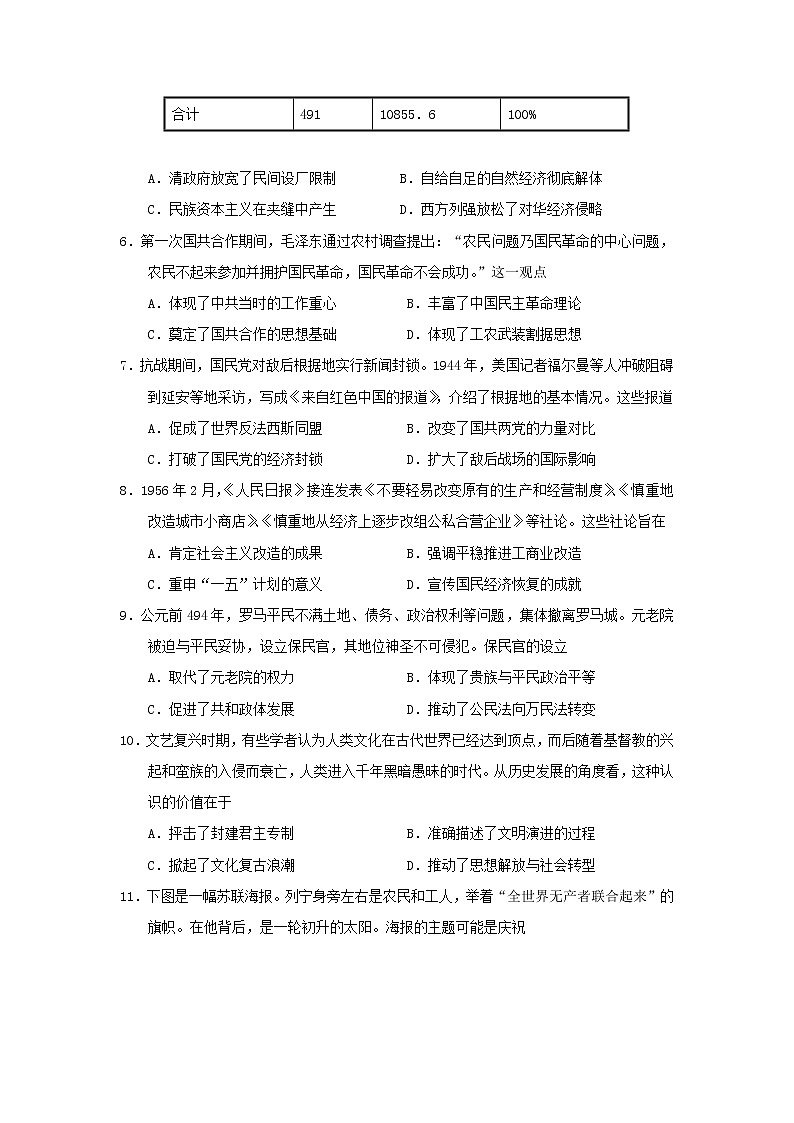 【历史】湖北省宜昌市第二中学2018-2019学年高二上学期期中考试试卷02