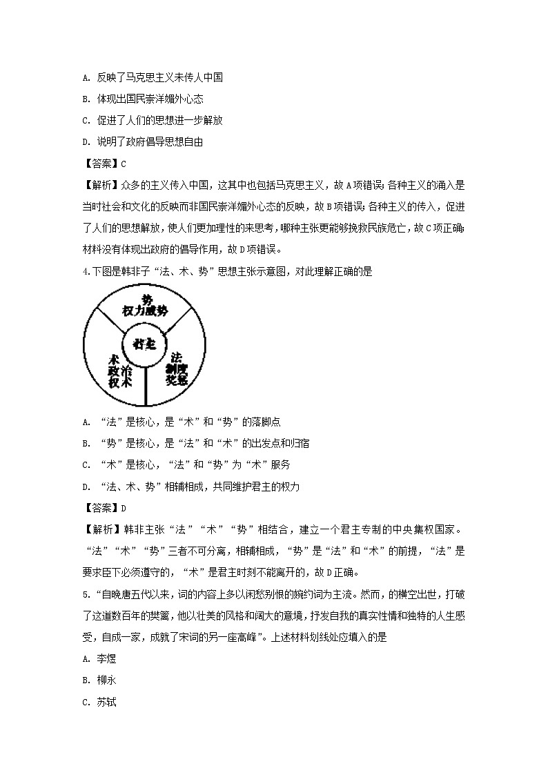 【歷史】貴州省安順市普定縣一中2018-2019學(xué)年高二上學(xué)期期中考試試卷（解析版）第2頁