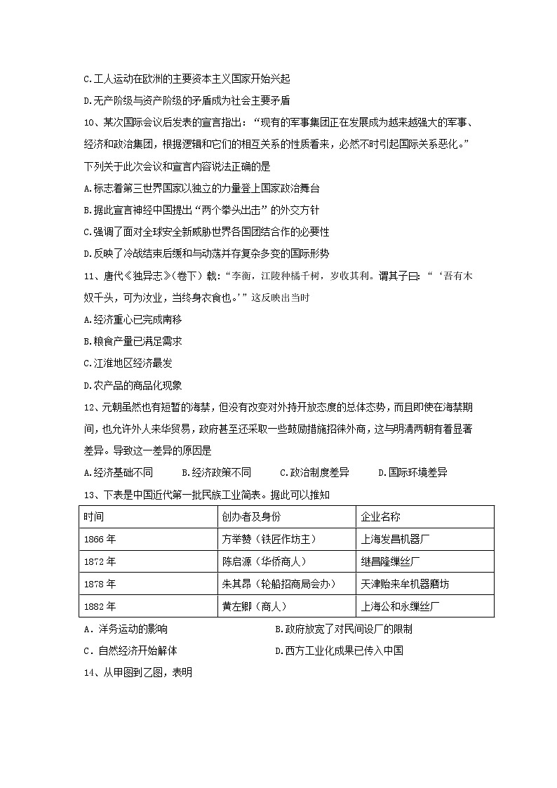 【历史】山东省济宁市实验中学2018-2019学年高二上学期第二次月考试卷03