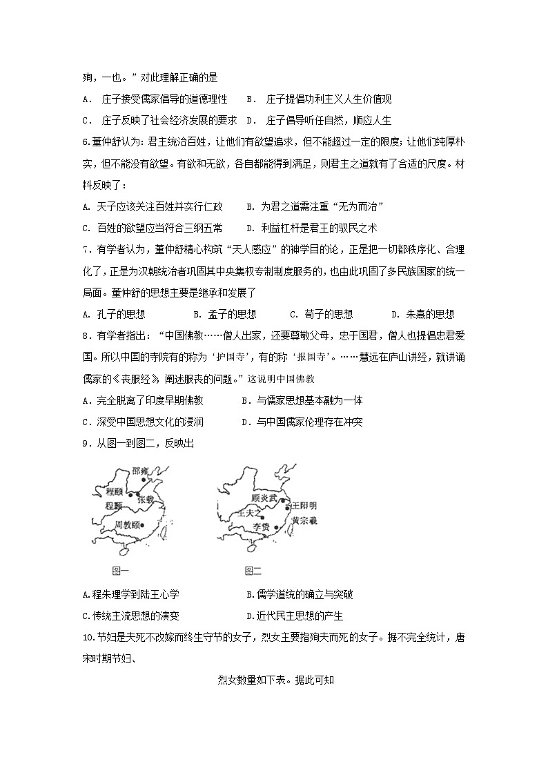 【历史】山东省济南市历城第二中学2019-2020学年高二上学期期中考试试卷02