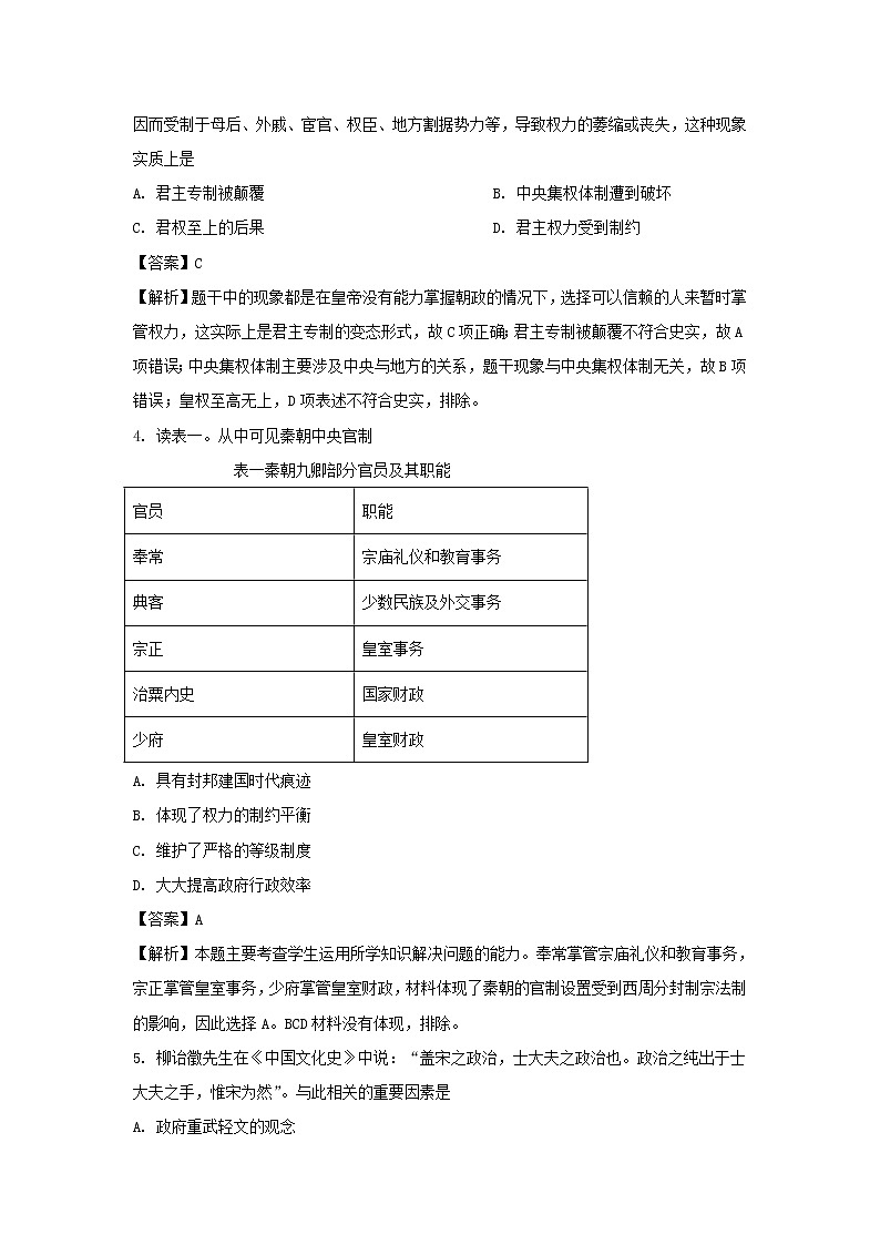 【历史】河北省唐山市玉田县第一中学2019-2020学年高二下学期第二次阶段性考试试题(解析版)02