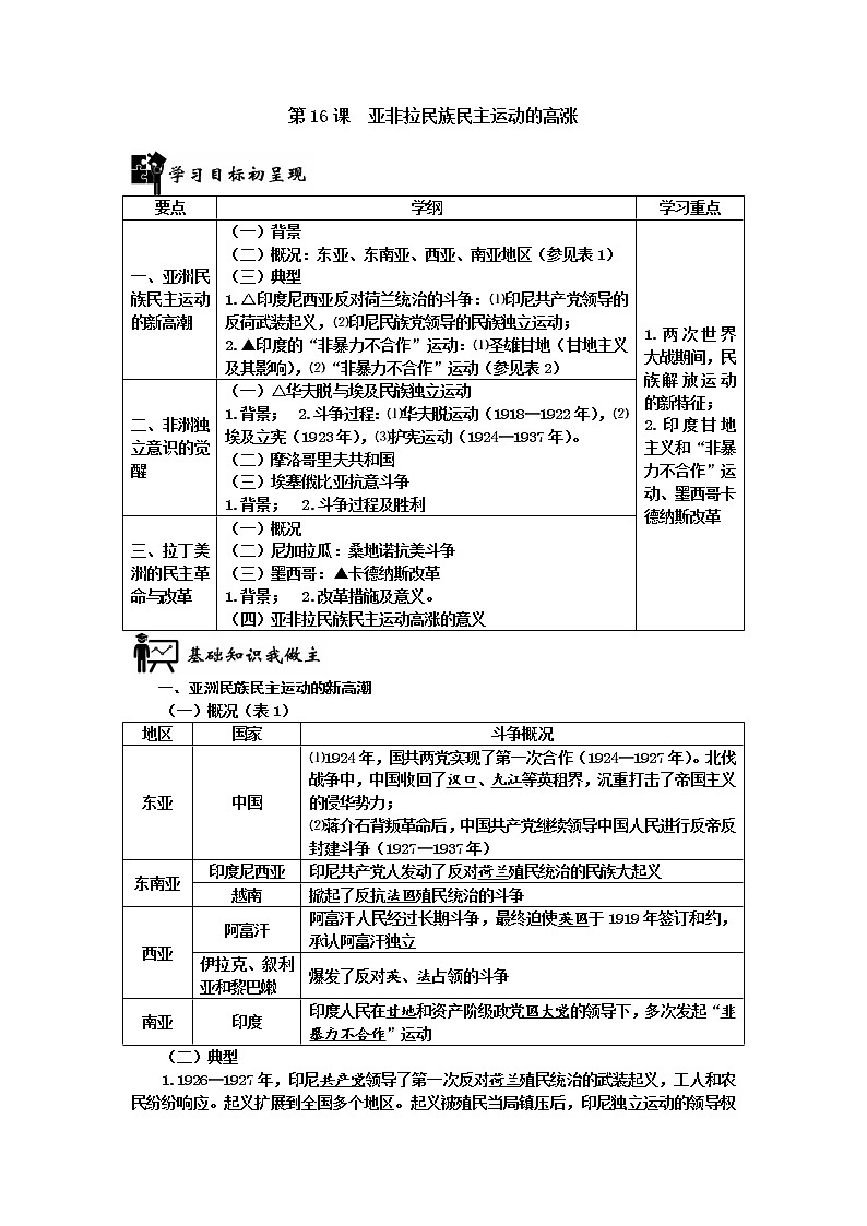 2019-2020学年部编版必修下册:第16课 亚非拉民族民主运动的高涨【学案】 (1)01