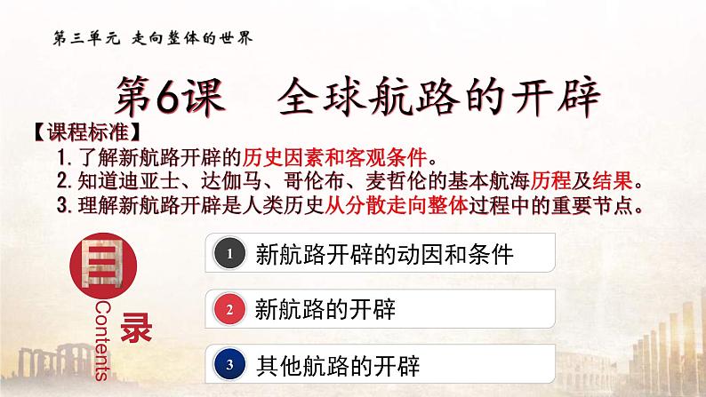 2019-2020学年部编版必修下册:第6课 全球航路的开辟【课件】(26张)第1页