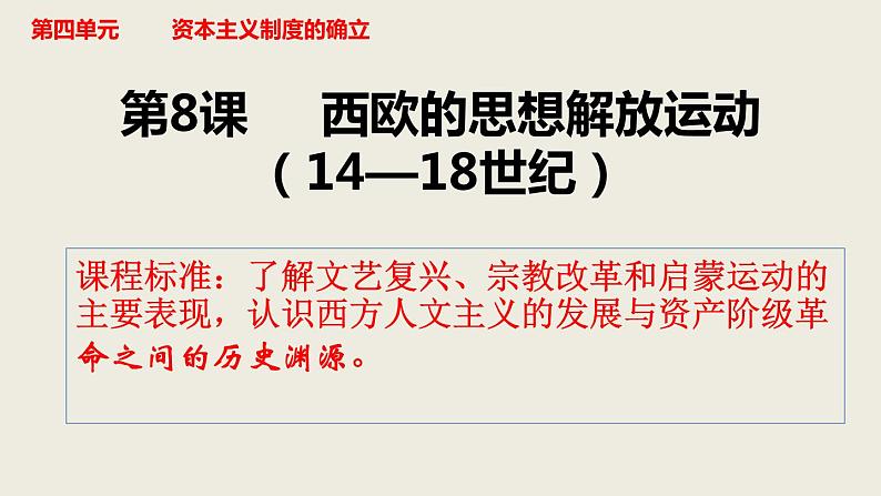 2019-2020学年部编版必修下册:第8课 欧洲的思想解放运动(课件)(42张)02