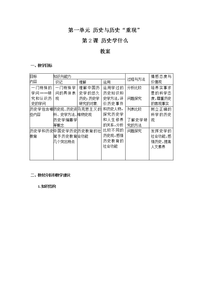 人教版历史选修5-1-2《历史学什么》word教案01