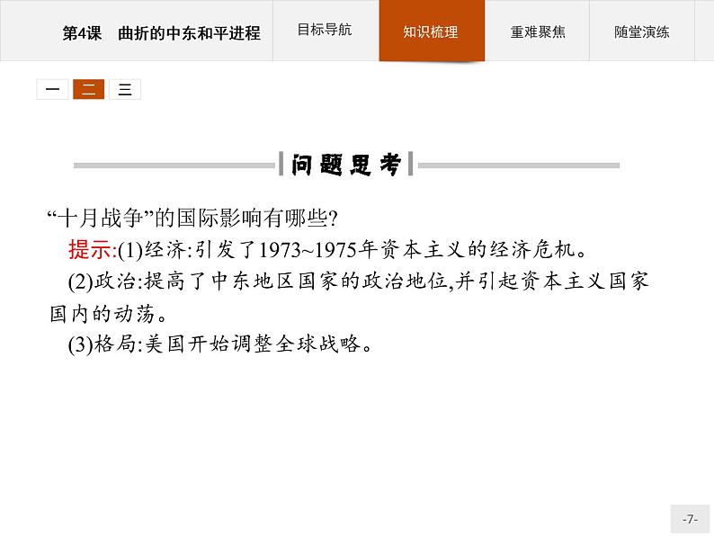 高中历史人教版选修3课件:5.4 曲折的中东和平进程课件07