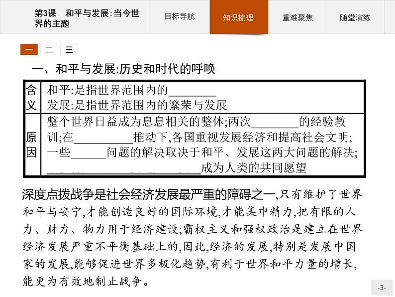 高中历史人教版选修3课件:6.3 和平与发展:当今世界的主题课件03