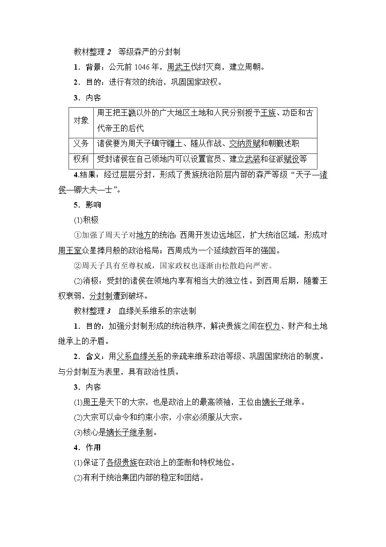 2018版高中历史（人教版）必修1教案： 第1单元 第1课　夏、商、西周的政治制度02