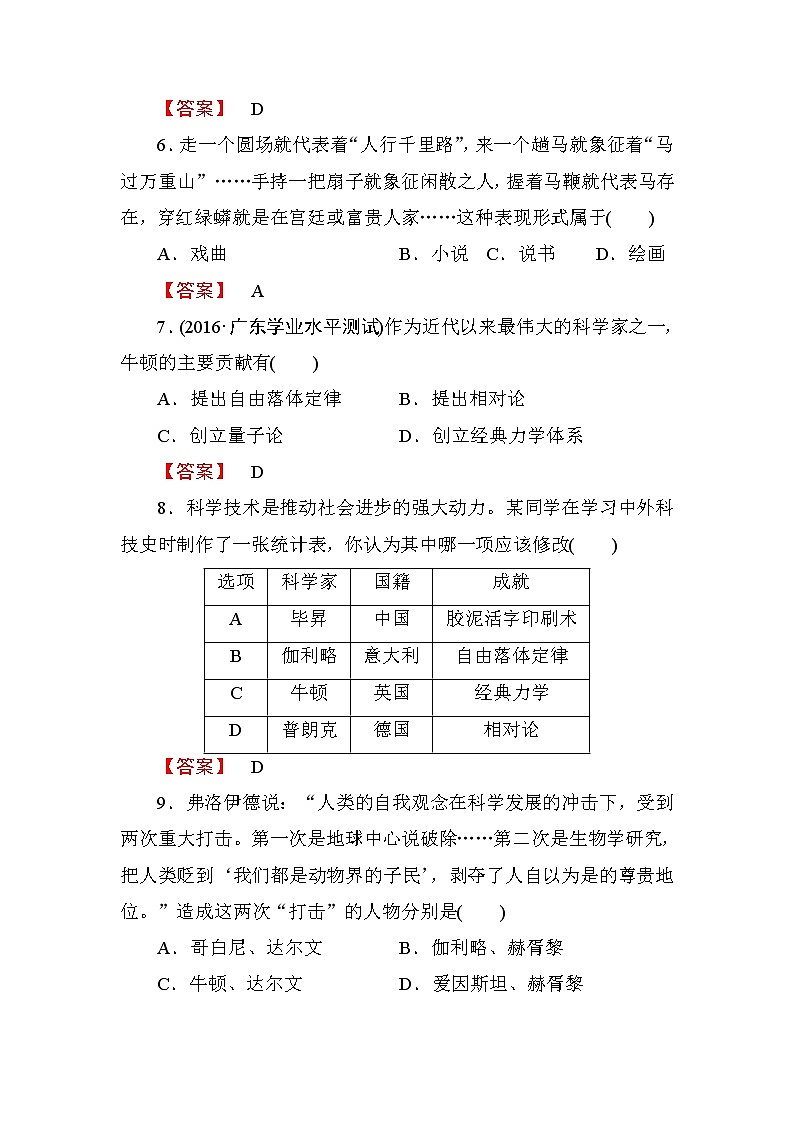2018版高中历史(人教版)必修3同步练习题: 阶段综合测评203