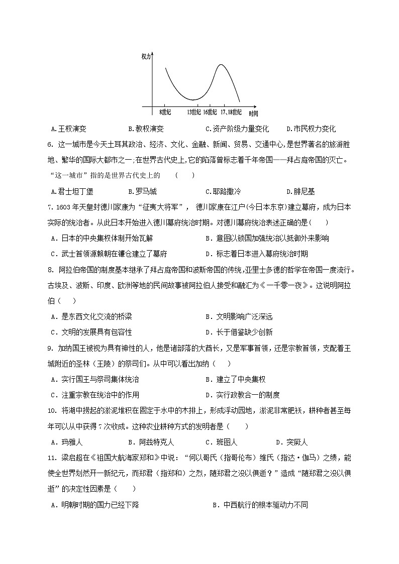 海南省华中师范大学琼中附属中学2020-2021学年高一下学期期中考试历史试题(含答案)02