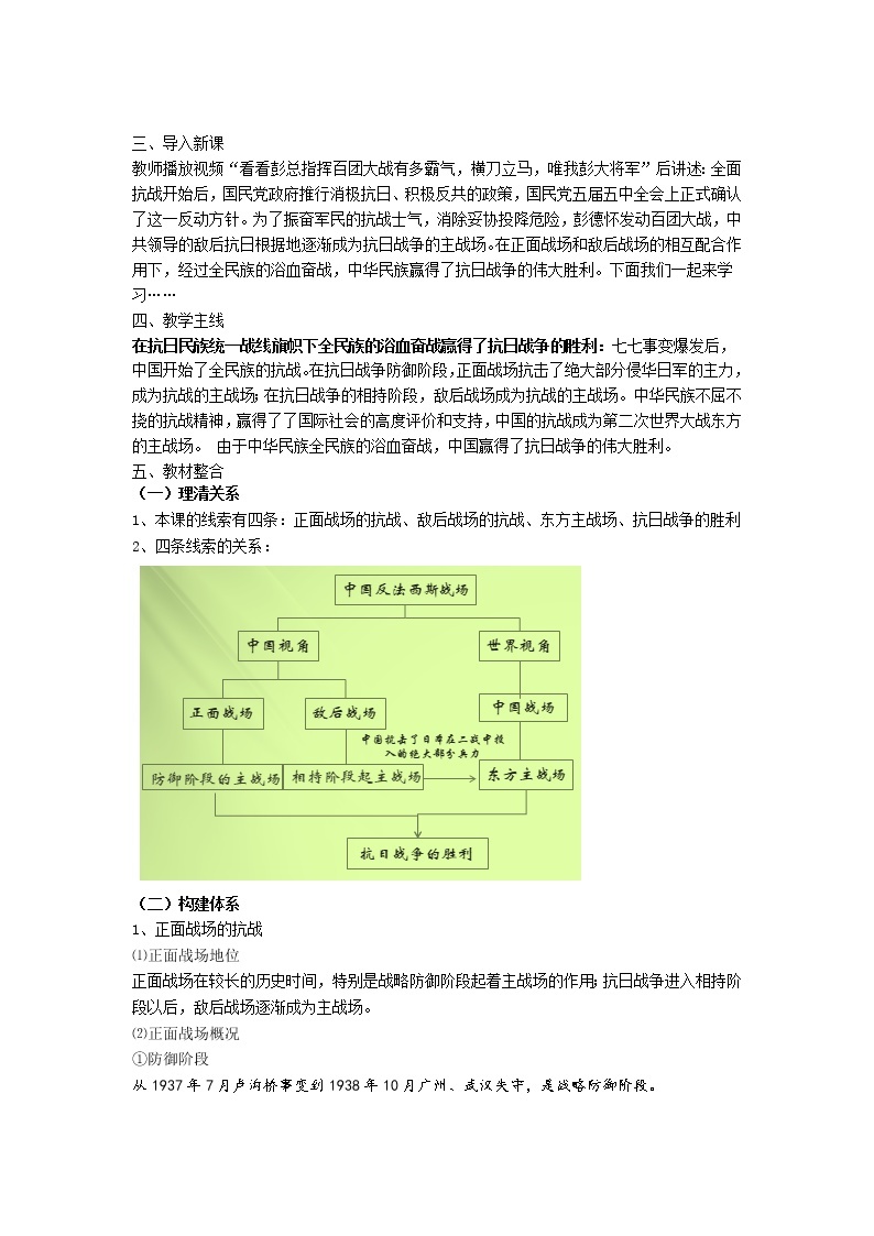 高中历史人教统编版中外历史纲要（上）新视角教学设计 第24课  全民族浴血奋战与抗日战争的胜利02