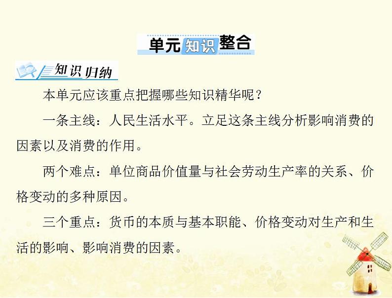 2022届高考政治一轮复习第一单元生活与消费单元知识整合课件必修1第1页