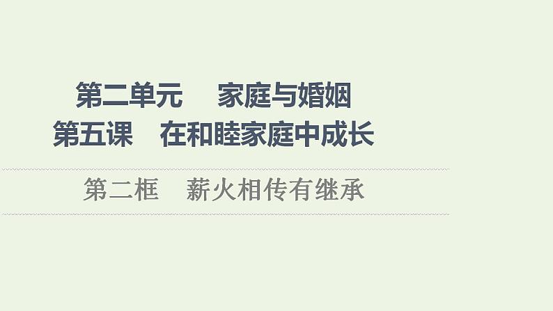 2021_2022学年新教材高中政治第2单元家庭与婚姻第5课第2框薪火相传有继承课件部编版选择性必修2第1页