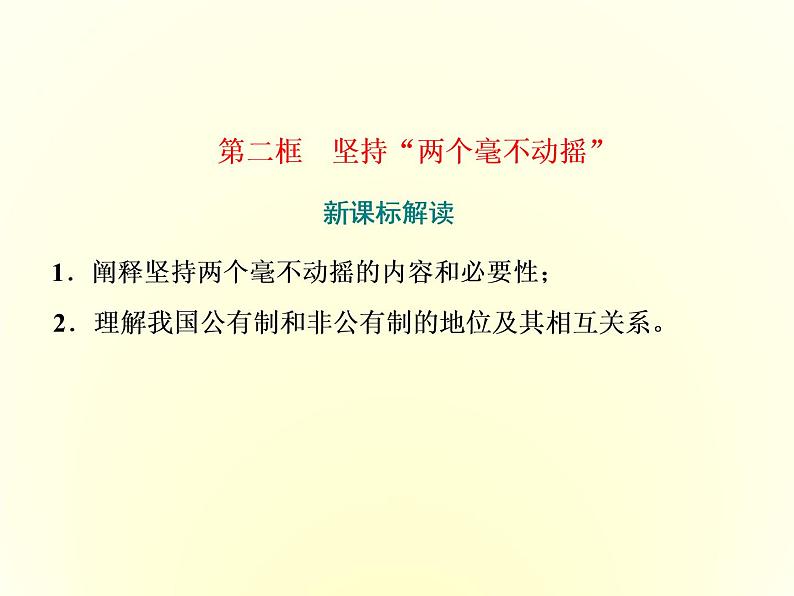 2019-2020学年统编版高中政治必修二课件:第一单元 第一课 第二框 坚持“两个毫不动摇”第1页