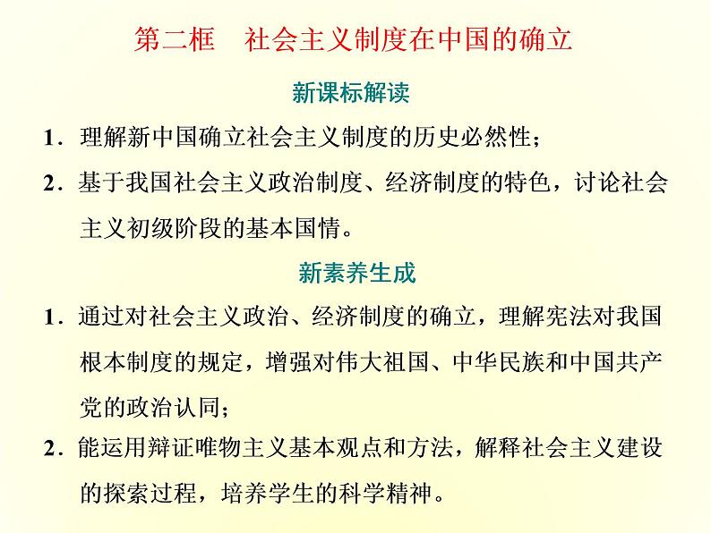 (新教材)2019-2020学年统编版高中政治必修一课件:第二课 第二框 社会主义制度在中国的确立第1页