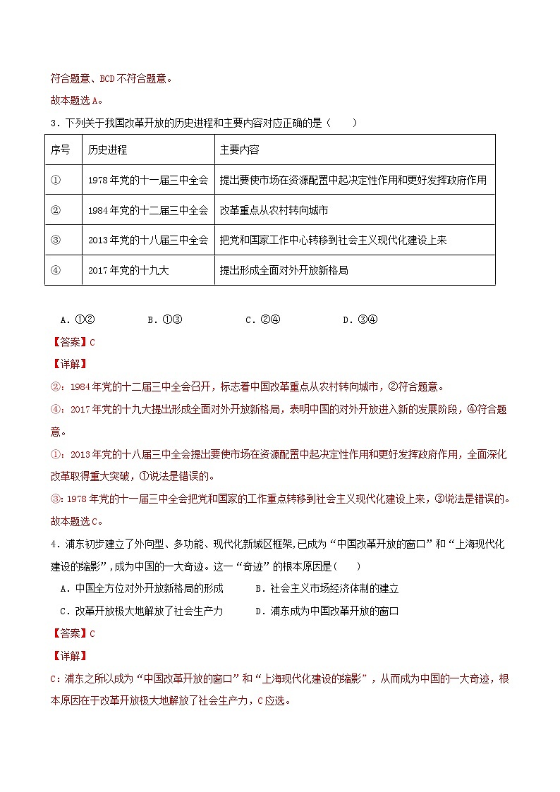 專題03 只有中國(guó)特色社會(huì)主義才能發(fā)展中國(guó)2021-2022學(xué)年高一政治上學(xué)期期末優(yōu)化習(xí)題匯編（統(tǒng)編版必修1）（解析版）第2頁(yè)