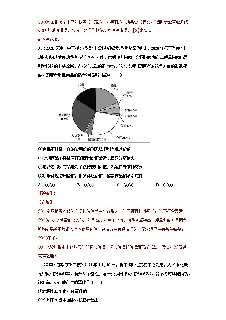 专题01生活与消费-2022高考一轮复习单元检测卷-高中政治高考专区一轮复习人教版(新课标)必修1《经济生活》第1单元02