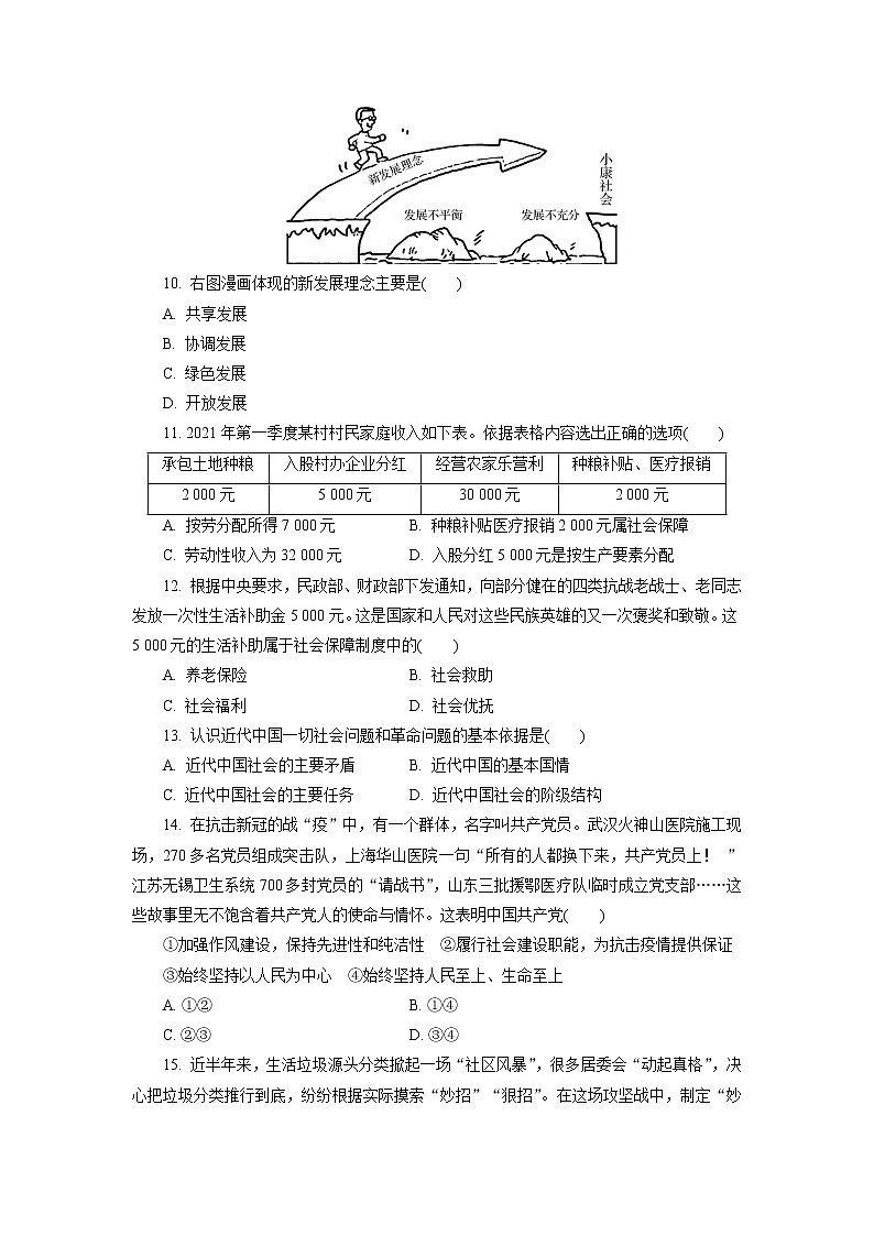 江苏省2021-2022学年普通高中学业水平合格性考试仿真模拟政治试卷(二)第3页