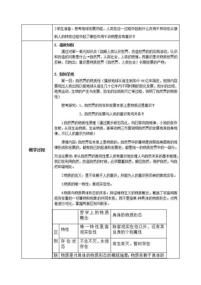 高中政治必修四哲學(xué)與文化2.1世界的物質(zhì)性教學(xué)設(shè)計第2頁
