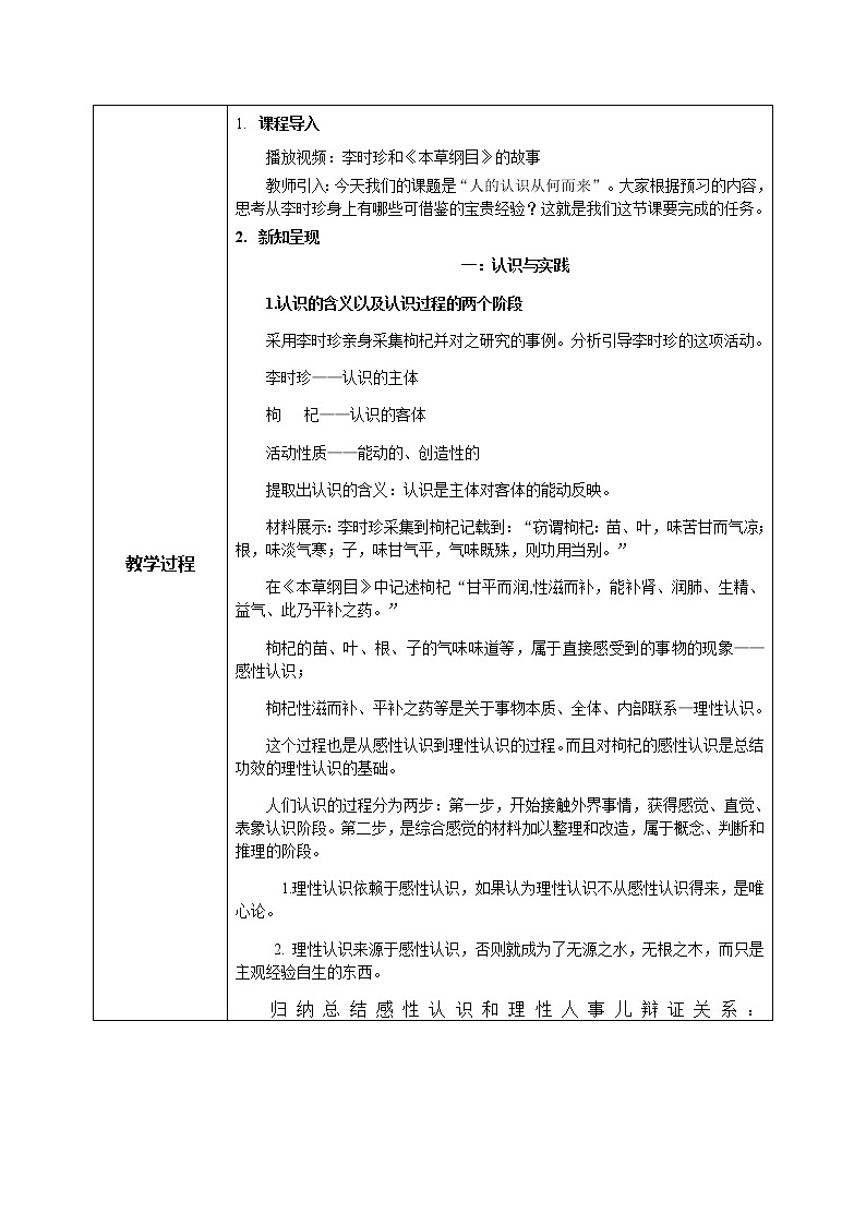 4.1人的認(rèn)識從何而來教學(xué)設(shè)計(jì)第2頁