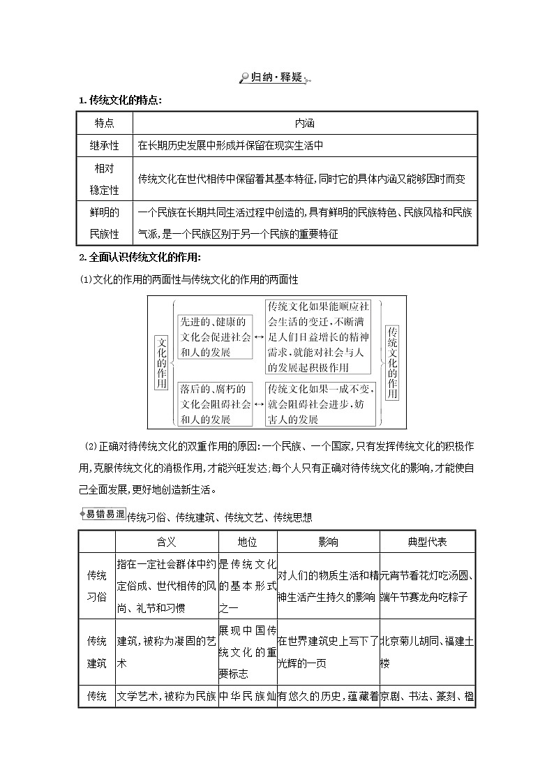 新人教版必修3高中政治第二单元文化传承与创新学案03