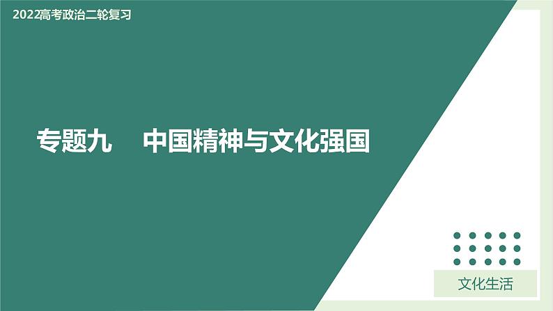 专题09中国精神与文化强国(精讲课件)-2022届高考政治二轮复习精讲课件+模拟专练(人教版)01