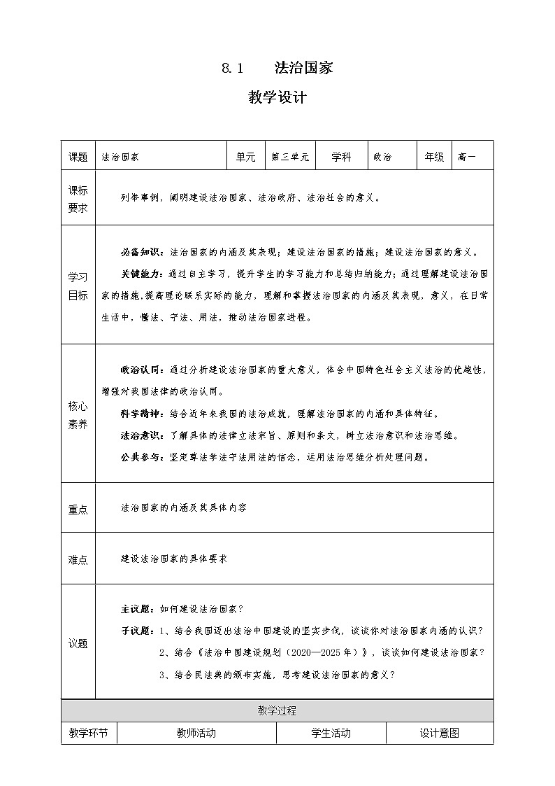 8.1 法治国家(课件+素材+教学设计)2021-2022学年高中政治人教统编版必修3政治与法治01