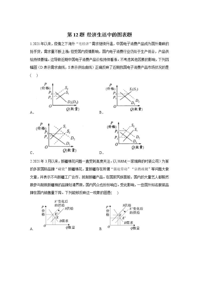 第12题 经济生活中的图表题——【新课标全国卷】2022届高考政治三轮复习考点题号一对一01