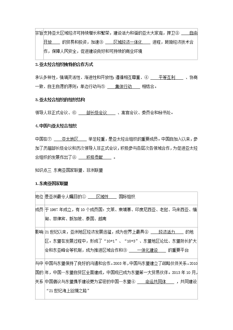 新人教版高中政治选择性必修第一册第四单元国际组织第八课第3课时区域性国际组织学案第2页