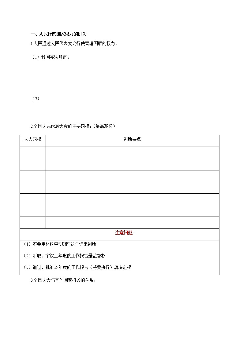 5.1 人民代表大會：我國的國家權(quán)力機(jī)關(guān) 導(dǎo)學(xué)案第2頁