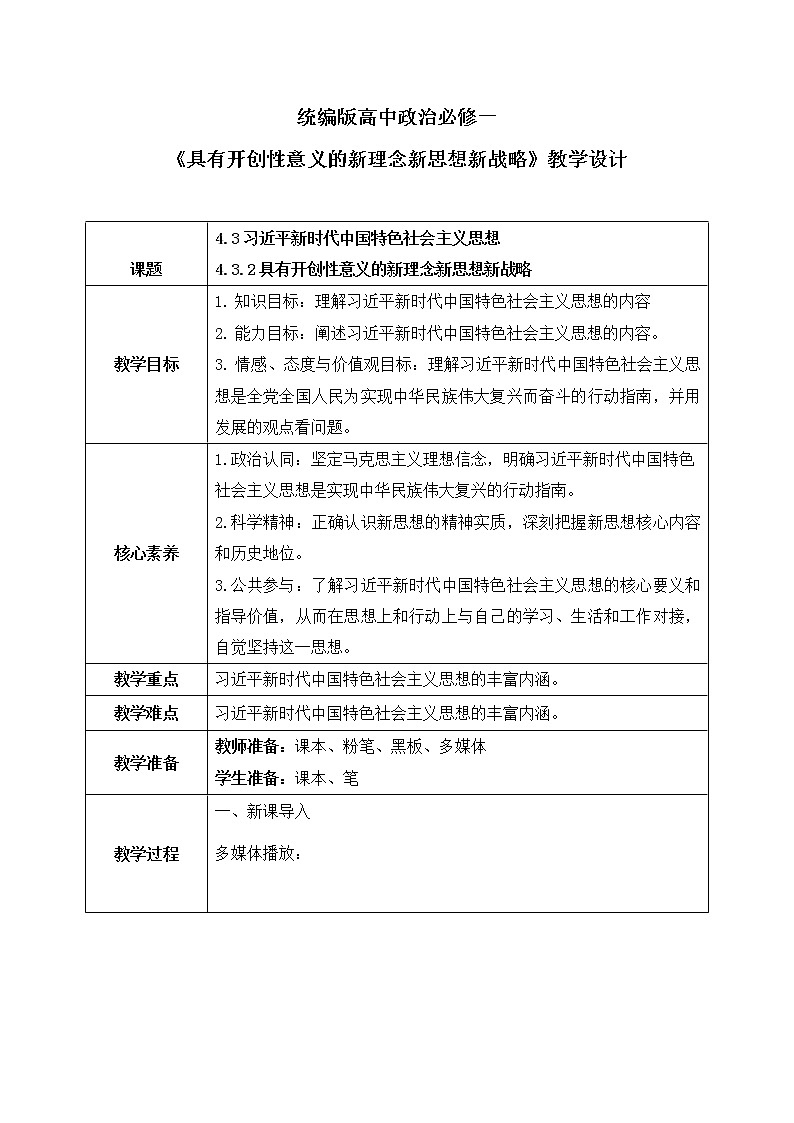 4.3.2《具有开创性意义的新理念新思想新战略》课件+教案01